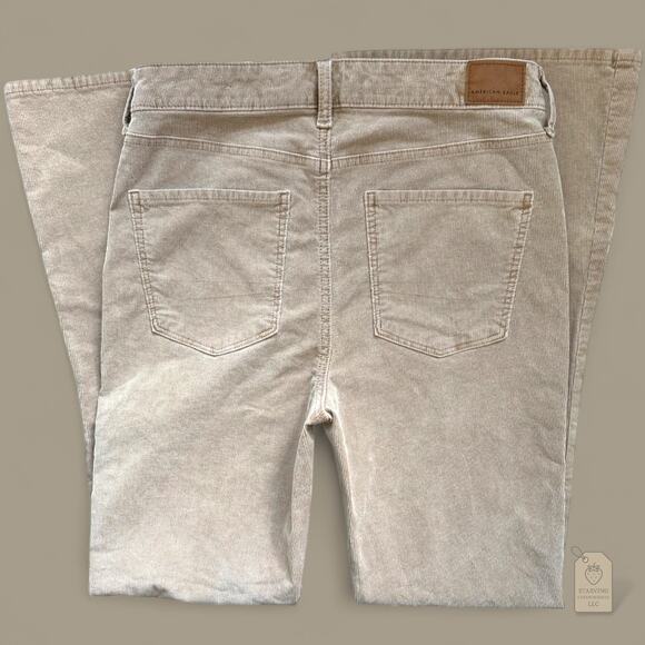 American Eagle High Rise Flare Corduroy Pants Women’s Size 8 Beige - Picture 3 of 7